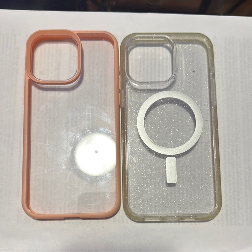 Glitter Clear and Pink iPhone Cases